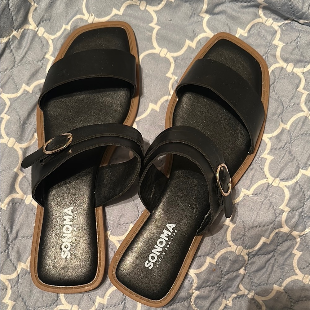 Sonoma Women's Black and Tan Sandals 9.5